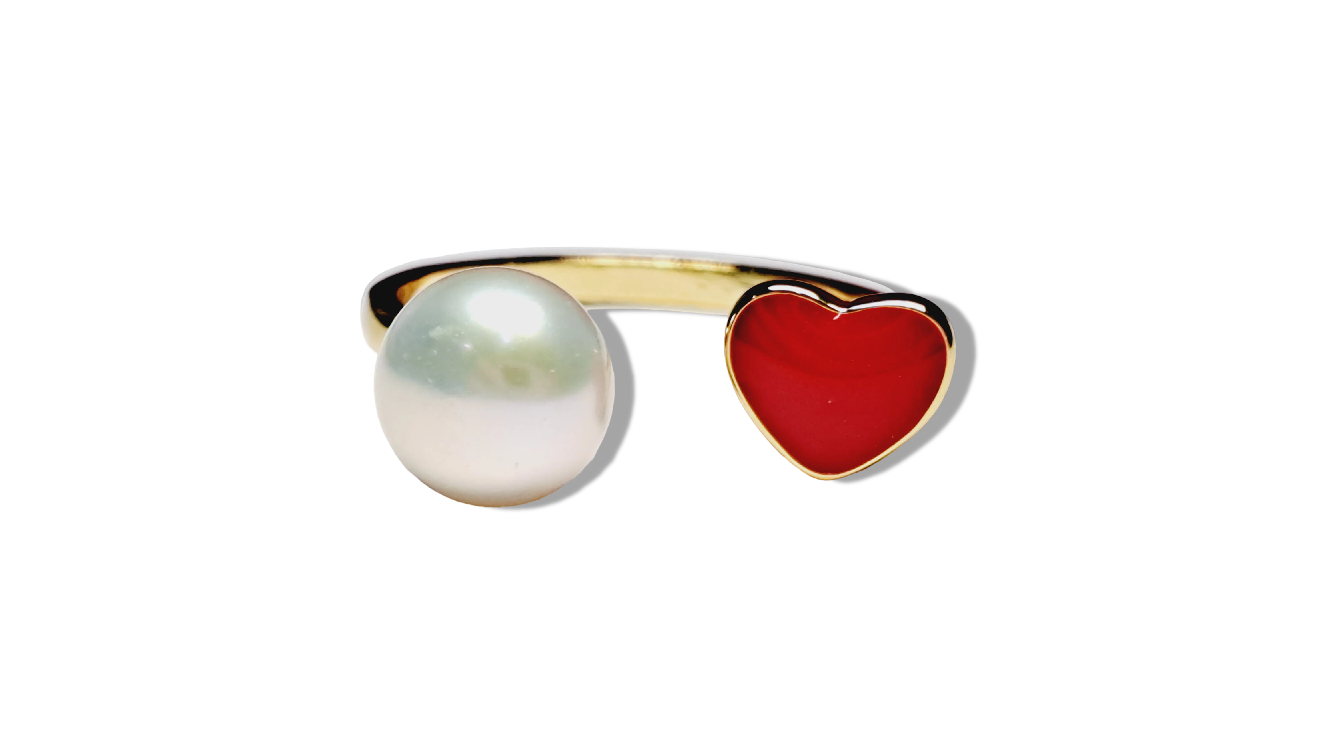 ANILLO CORAZÓN Y PERLA DORADO - Image 3